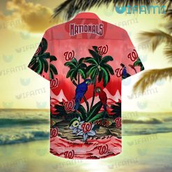 Washington Nationals Hawaiian Shirt Parrot Tropical Beach Nationals Present Back