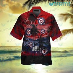 Washington Nationals Hawaiian Shirt Sunset Coconut Tree Nationals Gift
