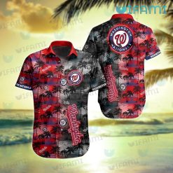 Washington Nationals Hawaiian Shirt Sunset Dark Coconut Tree Nationals Gift
