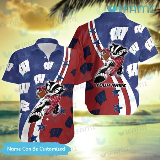 Wisconsin Badgers Hawaiian Shirt Big Mascot Badgers Gift