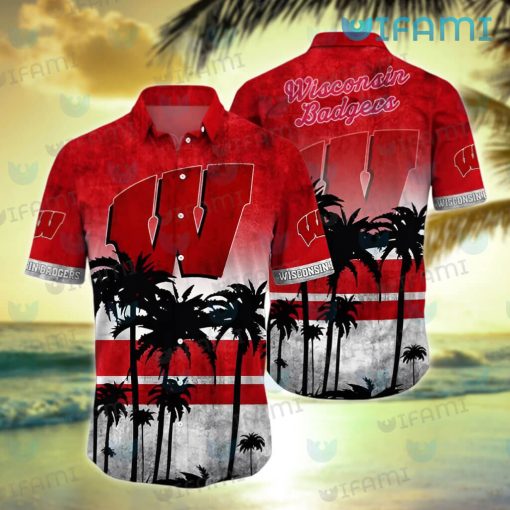 Wisconsin Badgers Hawaiian Shirt Coconut Tree Badgers Gift