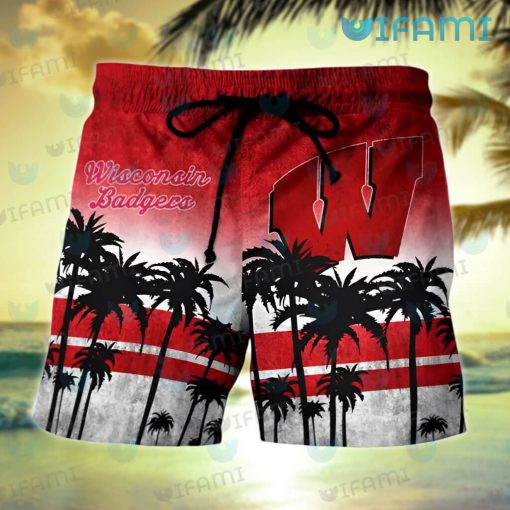 Wisconsin Badgers Hawaiian Shirt Coconut Tree Badgers Gift