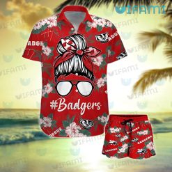 Wisconsin Badgers Hawaiian Shirt Girl Messy Bun Badgers Gift