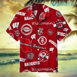 Wisconsin Badgers Hawaiian Shirt Graphic Design Badgers Gift