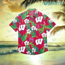 Wisconsin Badgers Hawaiian Shirt Hibiscus Banana Leaf Badgers Gift