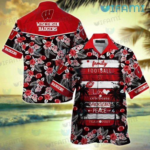 Wisconsin Badgers Hawaiian Shirt Love Peace Badgers Gift