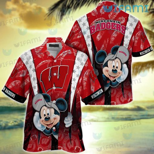 Wisconsin Badgers Hawaiian Shirt Mickey Feather Badgers Gift