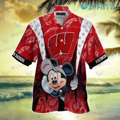 Wisconsin Badgers Hawaiian Shirt Mickey Feather Badgers Present