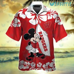 Wisconsin Badgers Hawaiian Shirt Mickey Surfboard Badgers Gift