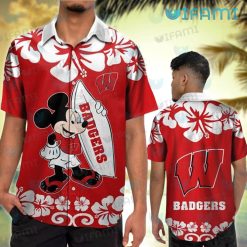 Wisconsin Badgers Hawaiian Shirt Mickey Surfboard Badgers Gift