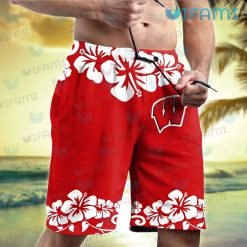 Wisconsin Badgers Hawaiian Shirt Mickey Surfboard Badgers Short