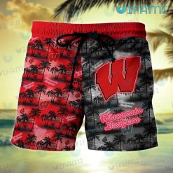 Wisconsin Badgers Hawaiian Shirt Sunset Dark Coconut Tree Badgers Short