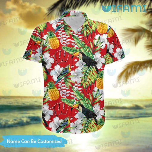 Wisconsin Badgers Hawaiian Shirt Toucan Rosella Pineapple Custom Badgers Gift