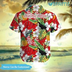 Wisconsin Badgers Hawaiian Shirt Toucan Rosella Pineapple Custom Badgers Present Back
