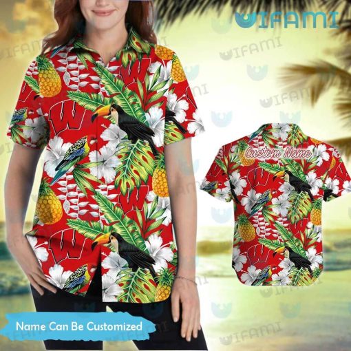 Wisconsin Badgers Hawaiian Shirt Toucan Rosella Pineapple Custom Badgers Gift