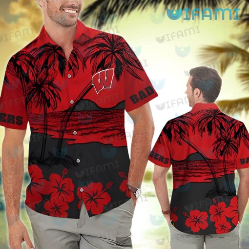 Wisconsin Badgers Hawaiian Shirt Tropical Beach Badgers Gift