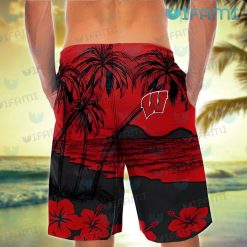 Wisconsin Badgers Hawaiian Shirt Tropical Beach Badgers Short Back