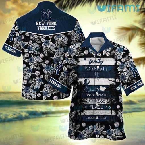 Yankees Hawaiian Shirt Baseball Love Peace New York Yankees Gift