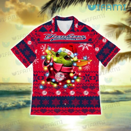 Yankees Hawaiian Shirt Christmas Baby Yoda Lights New York Yankees Gift