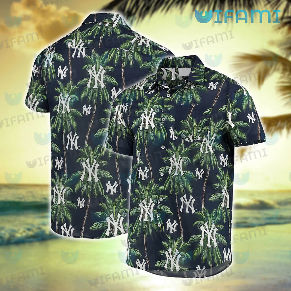 NY Yankees Hawaiian Shirt Coconut Tree Logo New York Yankees Gift