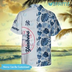 Yankees Hawaiian Shirt Hibiscus Palm Leaves Personalized New York Yankees Gift
