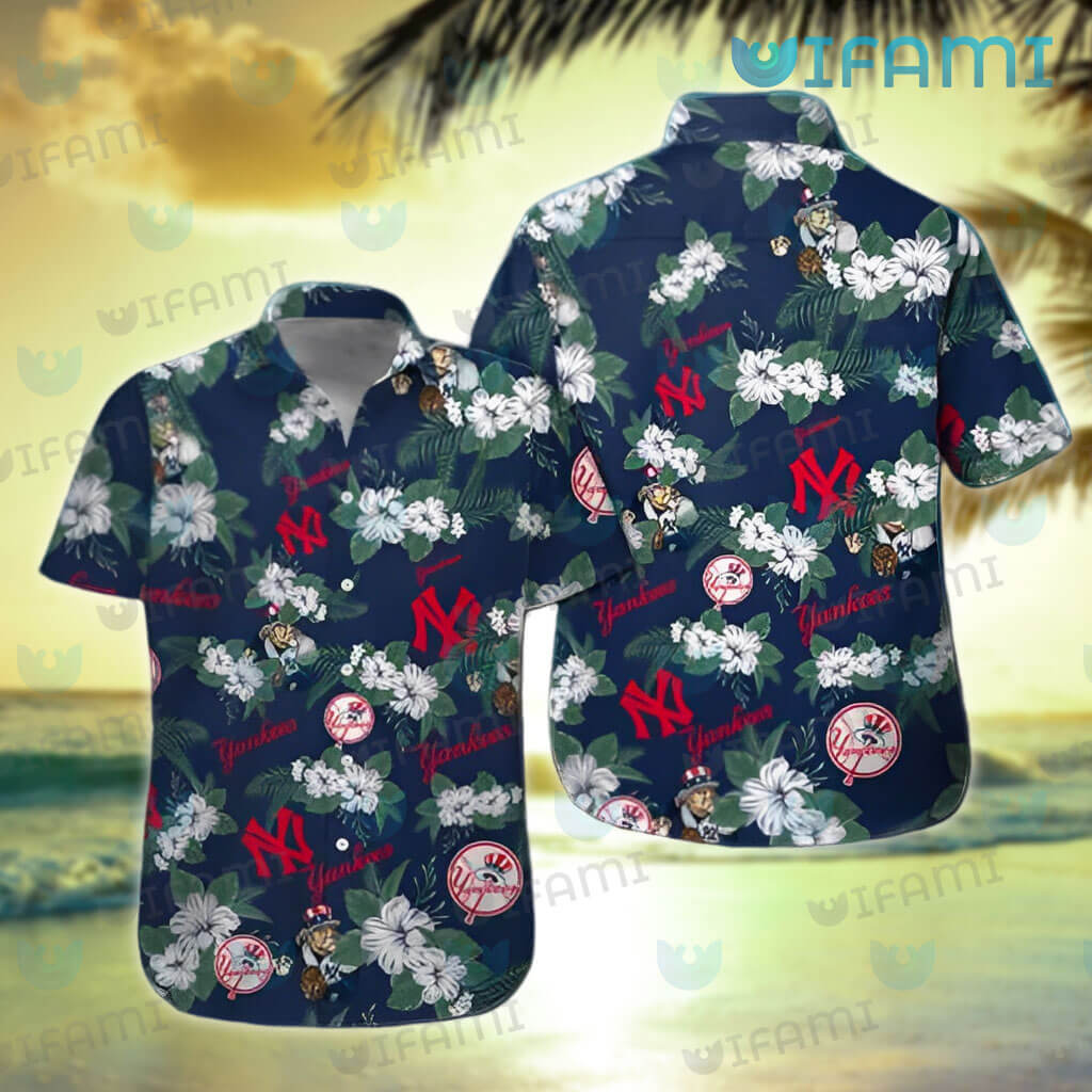 Yankees Hawaiian Shirt Red Hibiscus Logo New York Yankees Gift -  Personalized Gifts: Family, Sports, Occasions, Trending