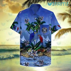 Yankees Hawaiian Shirt Parrot Couple Tropical Sea New York Yankees Gift
