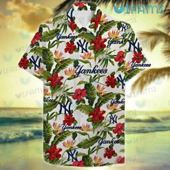 Yankees Hawaiian Shirt Strelitzia Hibiscus Tropical Leaves New York Yankees Gift