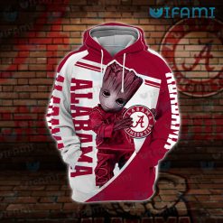 Alabama Hoodie 3D Baby Groot Hug Logo Alabama Crimson Tide Gift