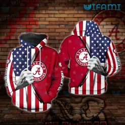 Alabama Hoodie 3D Hand Pulling USA Flag Alabama Crimson Tide Gift