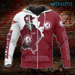 Alabama Hoodie Mens Skeleton Hold Logo Alabama Crimson Tide Zip Up