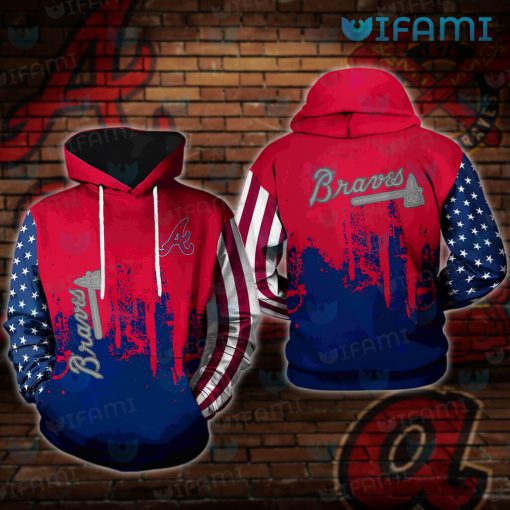 Atlanta Braves Hoodie 3D Grunge USA Flag New Atlanta Braves Gifts For Him