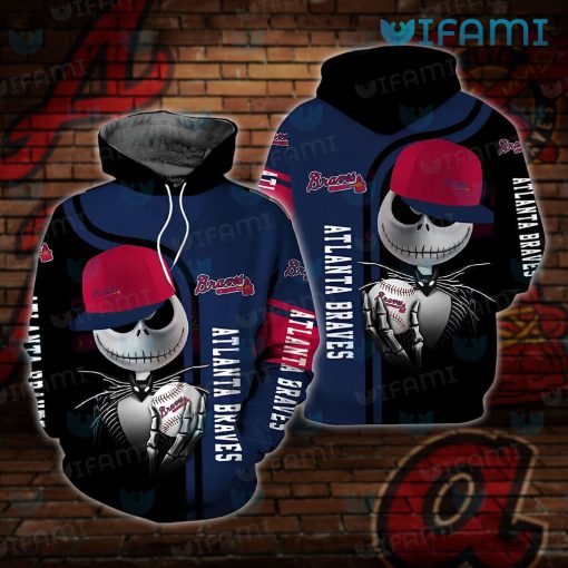 Atlanta Braves Hoodie 3D Jack Skellington Baseball Braves Gift