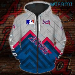 Atlanta Braves Hoodie Mens Chervon Pattern Braves Zip Up