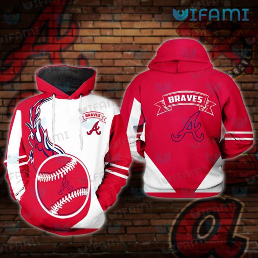 Atlanta Braves Mens Hoodie Baseball On Fire Braves Gift