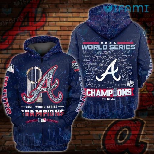 Atlanta Braves World Series Hoodie 3D Trophy Champions 2021 Braves Gift