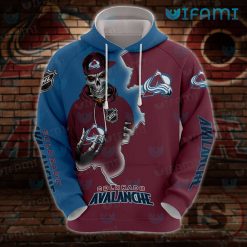 Avalanche Hoodie 3D Skeleton Wearing Hat Colorado Avalanche Gift