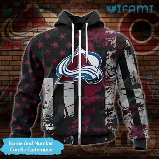 Avalanche Hoodie Mens 3D Grunge USA Flag Custom Colorado Avalanche Gift