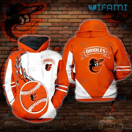 Baltimore Orioles Hoodie 3D Baseball On Fire Orioles Gift