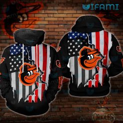 Baltimore Orioles Hoodie 3D Broken USA Flag Orioles Gift