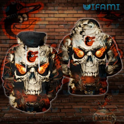 Baltimore Orioles Hoodie 3D Flaming Skull Orioles Gift
