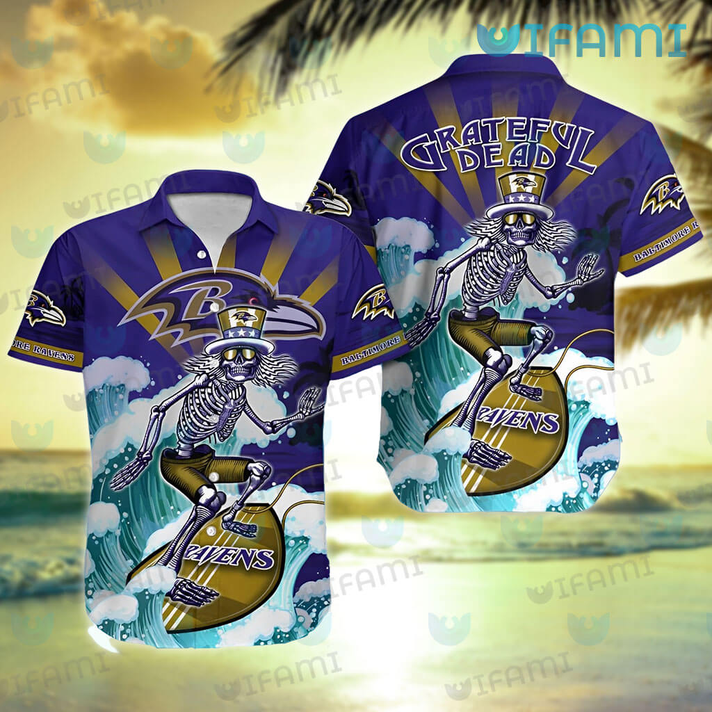 Baltimore Ravens Hawaiian Shirt Skeleton Ravens Gift - Personalized Gifts:  Family, Sports, Occasions, Trending