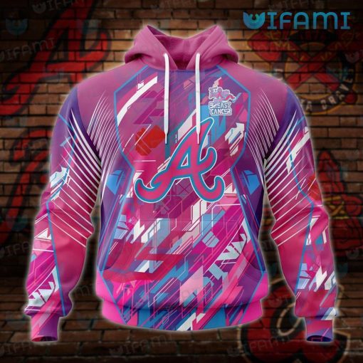 Braves Hoodie 3D Fearless Again Breast Cancer Atlanta Braves Gift