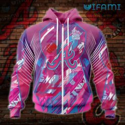 Braves Hoodie 3D Fearless Again Breast Cancer Atlanta Braves Zip Up