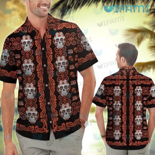 Cincinnati Bengals Hawaiian Shirt Sugar Skull Cincinnati Bengals Gift Ideas