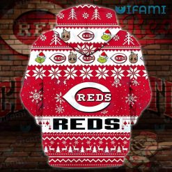 Cincinnati Reds Hoodie 3D Baby Groot Grinch Christmas Cincinnati Reds Present Back