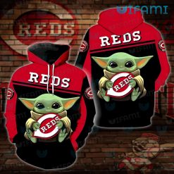 Cincinnati Reds Hoodie 3D Baby Yoda Hug Logo Cincinnati Reds Gift