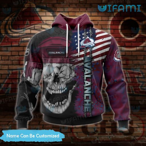 Colorado Avalanche Hoodie 3D Skull USA Flag Custom Avalanche Gift