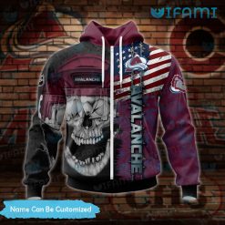 Colorado Avalanche Hoodie 3D Skull USA Flag Custom Avalanche Zip Up