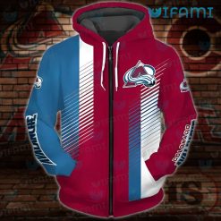 Colorado Avalanche Hoodie 3D Stripe Pattern Avalanche Zip Up